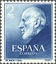 Spain 1952 Personajes 2 Ptas Azul Edifil 1119. Spain 1952 Edifil 1119 Ramon Cajal. Subida por susofe